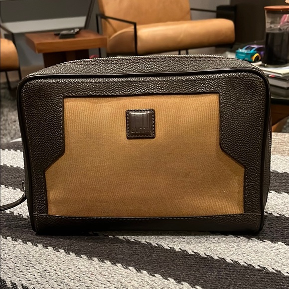 Dunhill Men's Tan and Black Leather/canvas Bag - Picture 1 of 12